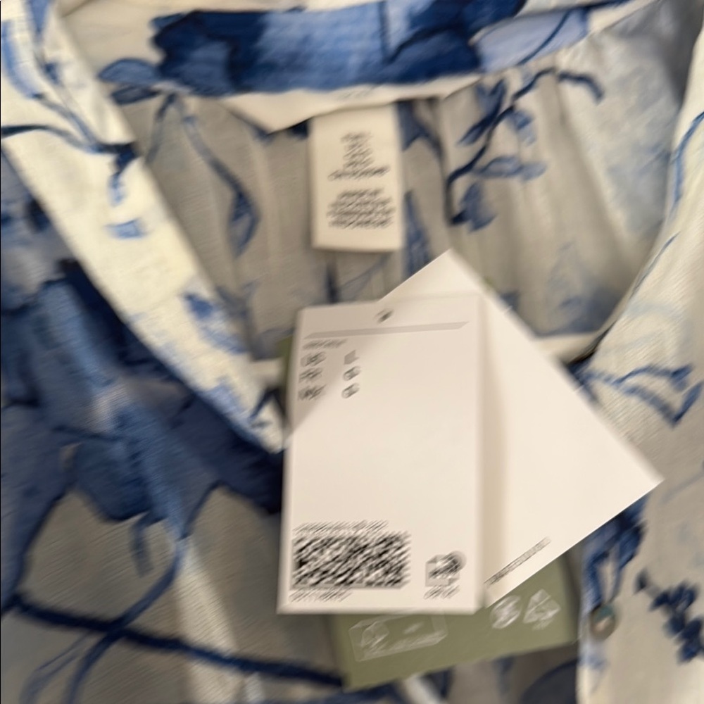 H&M oversized viscose blend crinkled gauzy Blue Floral Maxi Dress watercolor - Picture 5 of 12